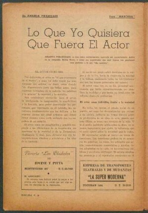 Lo Que Yo Quisiera Que Fuera El Actor : para "Máscara"