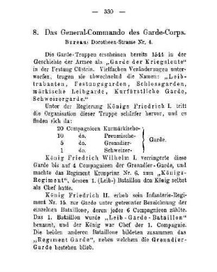 8. Das General-Commando des Garde-Corps