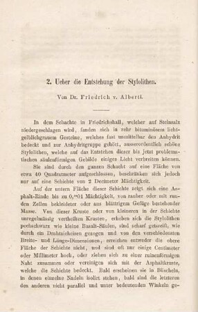 2. Ueber die Entstehung der Stylolithen