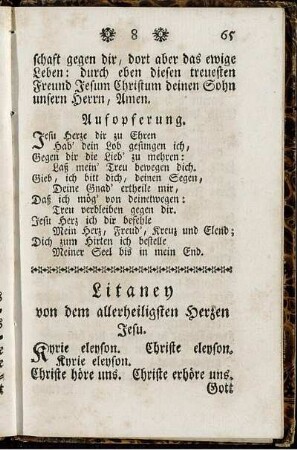 Litaney von dem allerheiligsten Herzen Jesu