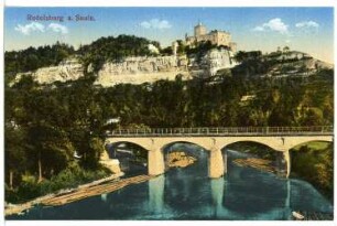 Kösen. Saalebrücke mit Rudelsburg