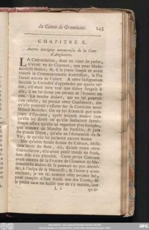 Chapitre X. Autres Intrigues amoureuses de la Cour d'Angleterre.