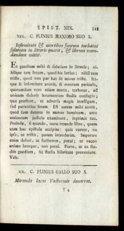 XIX. C. Plinius Maximo So S.