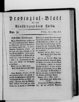 Num. 35., Ausgabe vom 7. Mai 1816