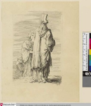 Salvator Rosa Invenit [Rückenfigur im Gewand mit zwei weiteren Figuren im Hintergrund]