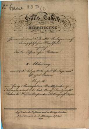 Hülfs-Tabelle zur Berechnung der Gemeinde- und Districts-Umlagen nach dem gesetzlichen Maßstabe, nämlich den landesherrlichen Steuern, 2