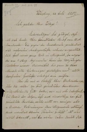 Brief von Friedrich Prym an Adolf Hurwitz, Würzburg, 24.7.1882
