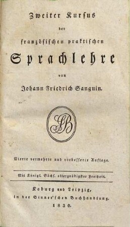 ... Kursus der französischen praktischen Sprachlehre, 2