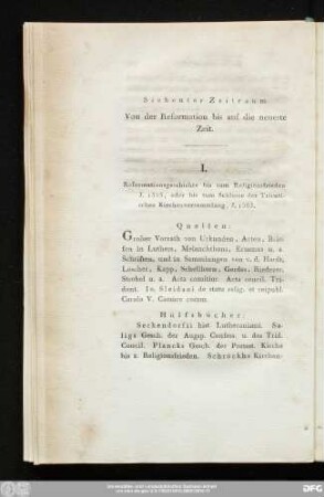 Siebenter Zeitraum. Von der Reformation bis auf die neueste Zeit.
