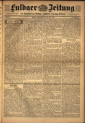 Erste Ausgabe vom Donnerstag, den 12. Mai 1898.