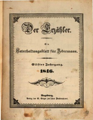 Der Erzähler : ein Unterhaltungsblatt für Jedermann. 11. 1846