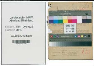 Entnazifizierung Wilhelm Waelken , geb. 24.08.1900 (Baecker)