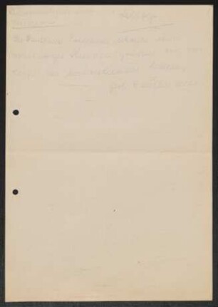 Brief von Gerhart Hauptmann an Erwin Bumke, geschrieben von Annie Pollak