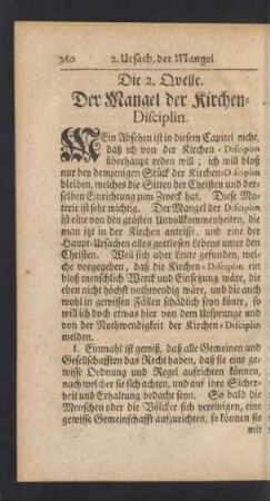 Die 2. Quelle. Der Mangel der Kirchen-Disciplin