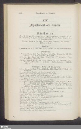 XIV. Departement des Innern