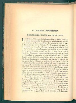 La reforma universitaria : Desarrollo histórico de su idea