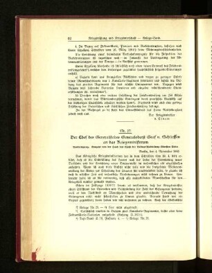 Nr. 27. Der Chef des Generalstabes Generaloberst Graf. v. Schlieffen an das Kriegsministerum