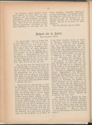 Respekt vör de Arbeit. Von Joachim Mähl.