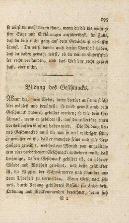 Bildung des Geschmacks