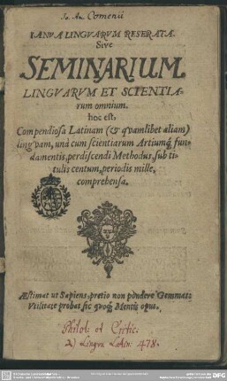 Janua linguarum reserata, sive seminarium linguarum et scientiarum