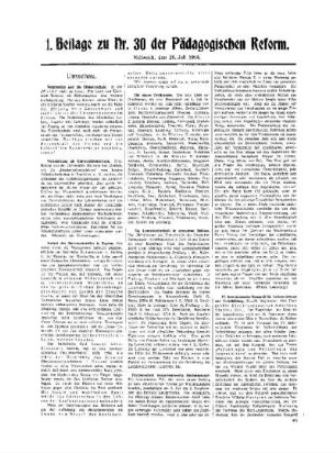 Umschau : 1. Beilage zu Nr. 30 der pädagogischen Reform