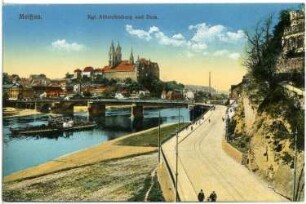 Meißen. Burgberg, Elbe u. Brücke, Bahnhofsstraße