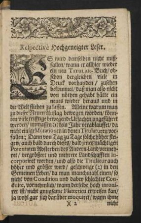 Respective hochgeneigter Leser.