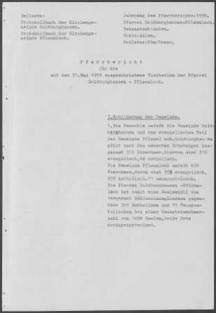 Goldburghausen-Pflaumloch: Pfarrbericht 1959
