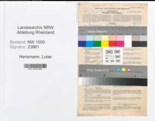 Entnazifizierung Luise Hensmann, geb. 18.05.1905 (Sekretaerin)