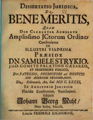 Disp. iur. de benemeritis