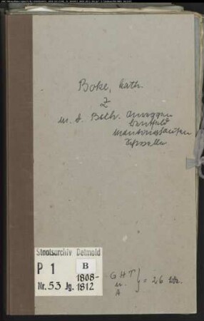 Zivilstandsregister der katholischen Gemeinde Boke, Kreis Büren (GAHT 1808-1812, GHT 1813) (Gemeinde: Katholische Gemeinde Boke, Kreis Büren)