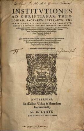 Institutiones Institvtiones ad Christianam theologiam