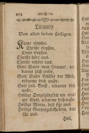 Litaney Von allen lieben Heiligen.