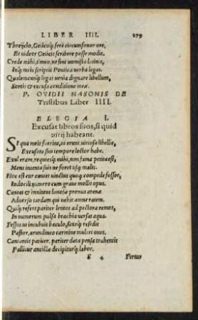 P. Ovidii Nasonis De Tristibus Liber IIII.
