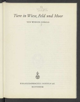 Tiere in Wiese, Feld und Moor