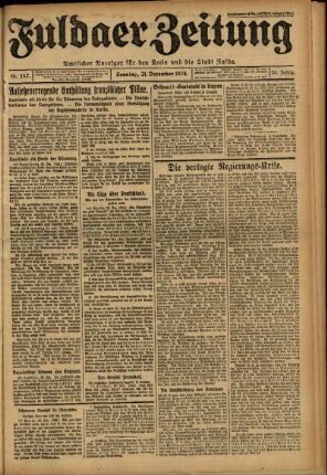 Erste Ausgabe vom Sonntag, den 21. Dezember 1924.
