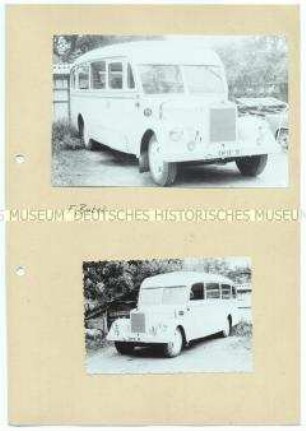 Bild-Dokumentation aus 41 Tafeln mit aufgeklebten Fotos von historischen Fahrzeugen (Recherche-Material für DEFA-Filme)