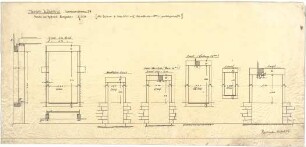 Billing, Hermann; Karlsruhe, Amalienstr. 59; Haus Durand - Fassade zum Hof EG, Fenster (Grundriss; Ansicht; Schnitt)