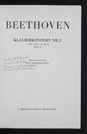 Klavierkonzert Nr. 3 : c-Moll : opus 37