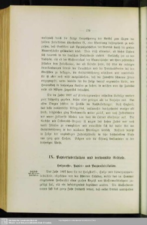 IX. Papierfabrikation und verwandte Gebiete