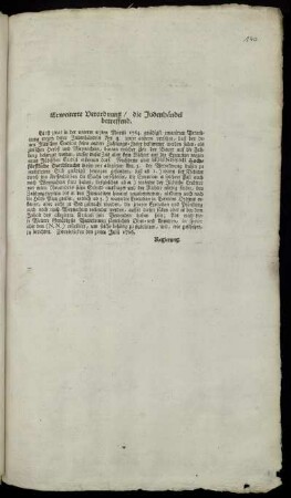 Erweiterte Verordnung, die Judenhändel betreffend : Zweybrücken den 31ten Julii 1766.