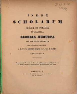 Index scholarum publice et privatim in Academia Georgia Augusta ... habendarum, WS 1868/69