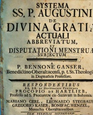 Systema SS. P. Augustini de divina gratia actuali abbreviatum