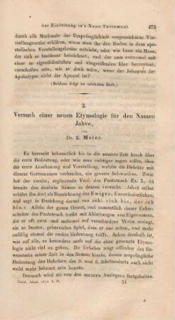 473-486 Versuch einer neuen Etymologie für den Namen Jahve