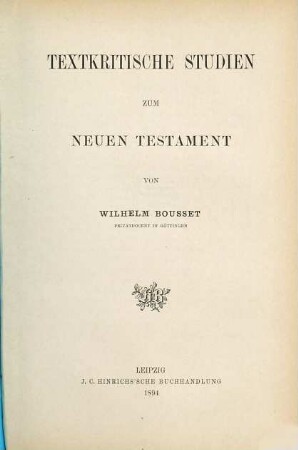 Textkritische Studien zum Neuen Testament