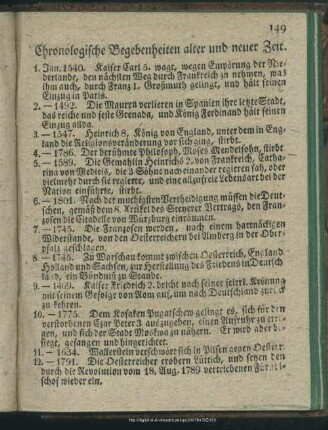 Chronologische Begebenheiten alter und neuer Zeit
