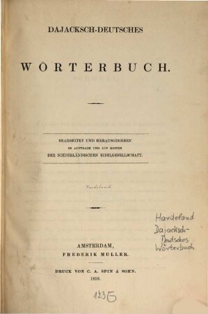 Dajacksch-deutsches Wörterbuch