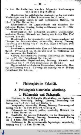 Philosophische Fakultät.