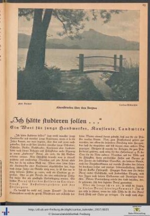 „Ich hätte studieren sollen…“. Ein Wort für junge Handwerker, Kaufleute, Landwirte.