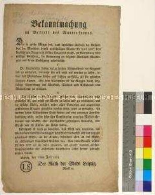 Bekanntmachung des Rates der Stadt Leipzig betreffend die Verarbeitung von Roggen